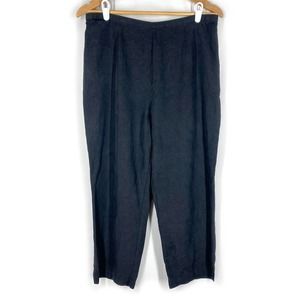 Tommy Bahama 100% Silk Pants Black Crop Flowy Tapered High Waisted 14